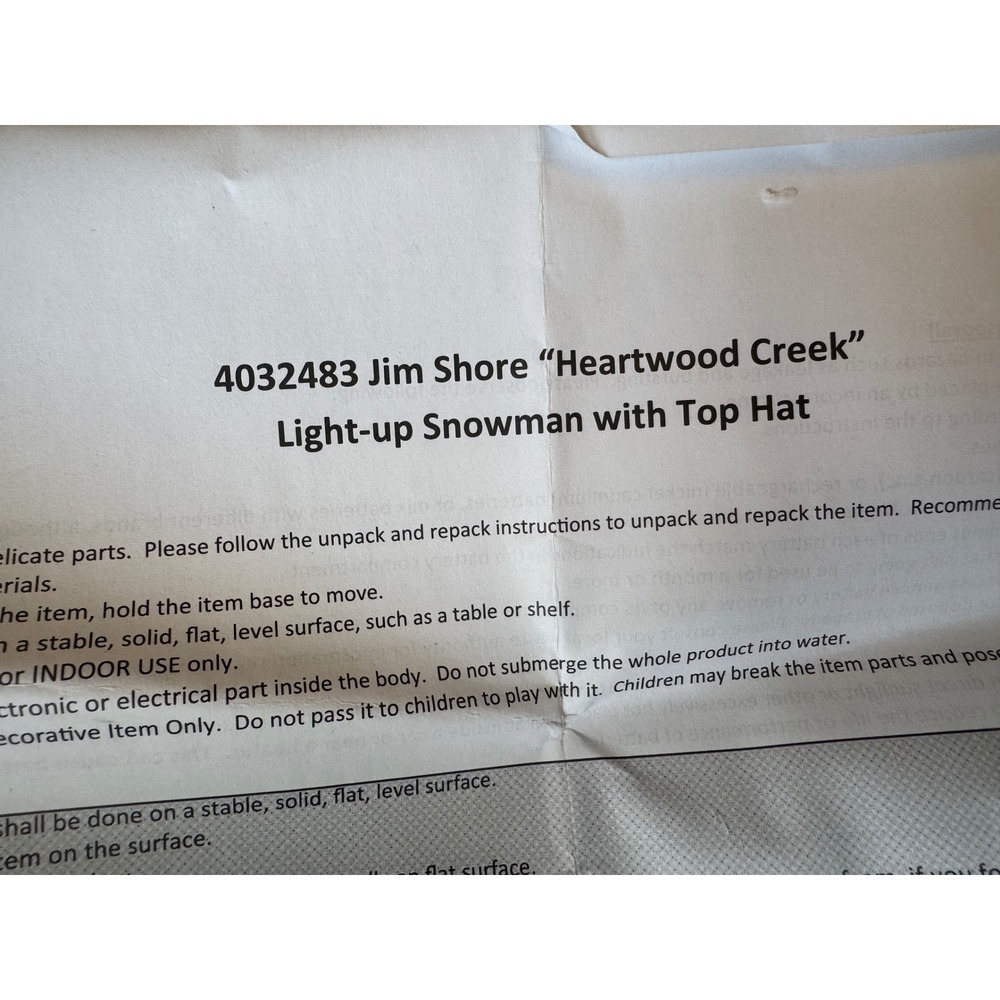 Jim Shore Heartwood Creek 4032483 Light Up Snowman Top Hat Christmas Reitired! - Picture 10 of 12